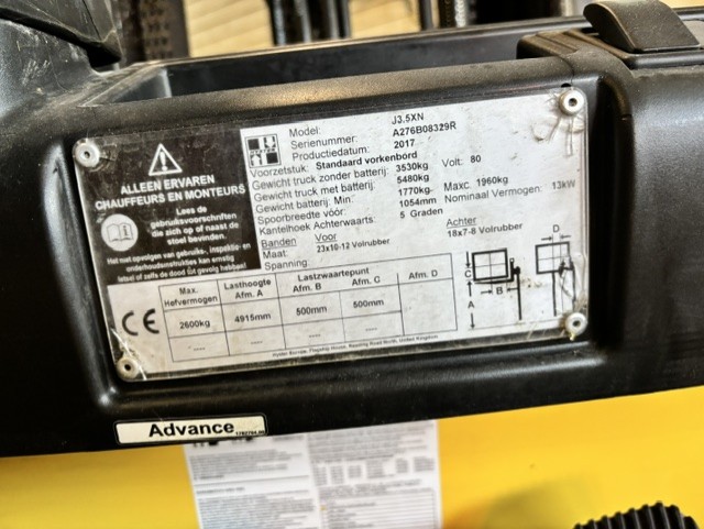 Hyster J3.5XN - Typeplaat nr 1522 - 100362-1522